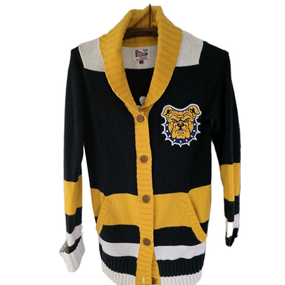 Stylish Men's V-Neck NC A&T Aggie Cardigan  - Black, Yellow, White